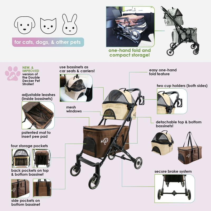 Deluxe Double Decker Pet Stroller – Ultimate Comfort & Convenience for Your Pets