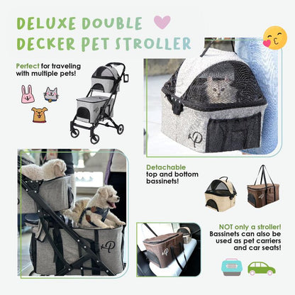 Deluxe Double Decker Pet Stroller – Ultimate Comfort & Convenience for Your Pets