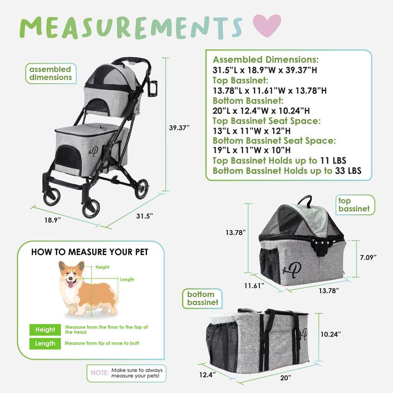 Deluxe Double Decker Pet Stroller – Ultimate Comfort & Convenience for Your Pets