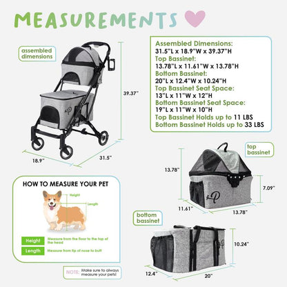 Deluxe Double Decker Pet Stroller – Ultimate Comfort & Convenience for Your Pets